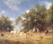 Eugene Fromentin Arab Horsemen Resting oil on canvas